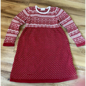 Hanna Andersson Girls Sweater Dress 120/US 6 Holiday Valentine Red Fair Isle